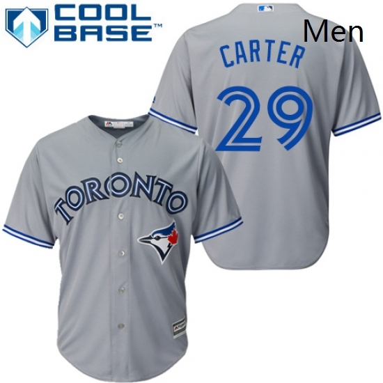 Mens Majestic Toronto Blue Jays 29 Joe Carter Replica Grey Road MLB Jersey Mens Majestic Toronto Blue Jays 29 Joe Carter Replica Grey Road MLB Jersey
