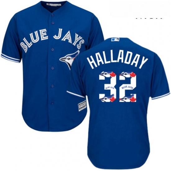 Mens Majestic Toronto Blue Jays 32 Roy Halladay Authentic Blue Team Logo Fashion MLB Jersey Mens Majestic Toronto Blue Jays 32 Roy Halladay Authentic Blue Team Logo Fashion MLB Jersey
