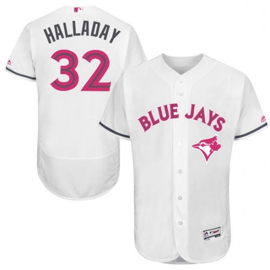 Mens Majestic Toronto Blue Jays 32 Roy Halladay Authentic White 2016 Mothers Day Fashion Flex Base MLB Jersey Mens Majestic Toronto Blue Jays 32 Roy Halladay Authentic White 2016 Mothers Day Fashion Flex Base MLB Jersey