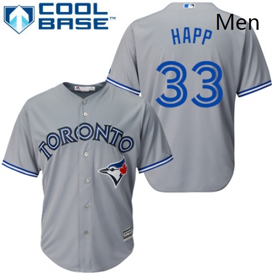 Mens Majestic Toronto Blue Jays 33 JA Happ Replica Grey Road MLB Jersey Mens Majestic Toronto Blue Jays 33 JA Happ Replica Grey Road MLB Jersey