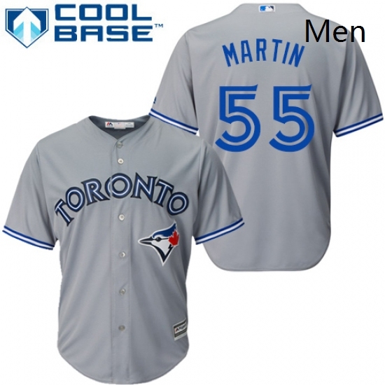 Mens Majestic Toronto Blue Jays 55 Russell Martin Replica Grey Road MLB Jersey Mens Majestic Toronto Blue Jays 55 Russell Martin Replica Grey Road MLB Jersey