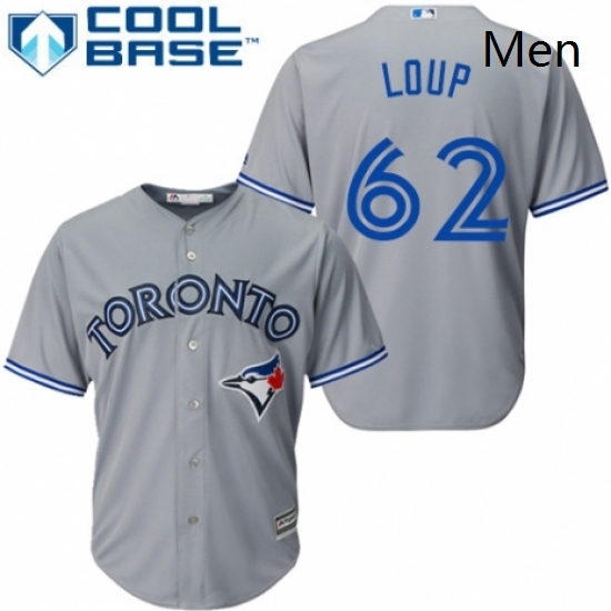 Mens Majestic Toronto Blue Jays 62 Aaron Loup Replica Grey Road MLB Jersey Mens Majestic Toronto Blue Jays 62 Aaron Loup Replica Grey Road MLB Jersey