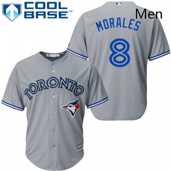 Mens Majestic Toronto Blue Jays 8 Kendrys Morales Replica Grey Road MLB Jersey Mens Majestic Toronto Blue Jays 8 Kendrys Morales Replica Grey Road MLB Jersey