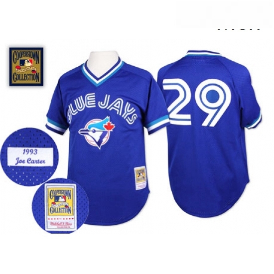 Mens Mitchell and Ness Toronto Blue Jays 29 Joe Carter Authentic Blue Throwback MLB Jersey Mens Mitchell and Ness Toronto Blue Jays 29 Joe Carter Authentic Blue Throwback MLB Jersey