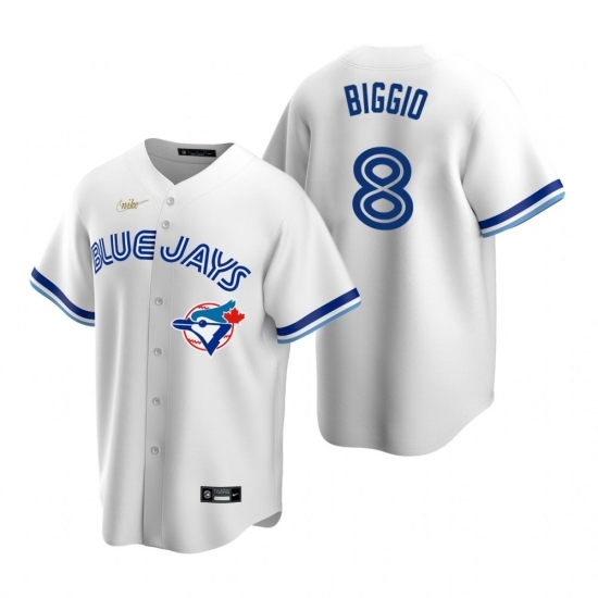 Men's Nike Toronto Blue Jays #8 Cavan Biggio White Cooperstown Collection Home Stitched Baseball Jersey Men's Nike Toronto Blue Jays #8 Cavan Biggio White Cooperstown Collection Home Stitched Baseball Jersey