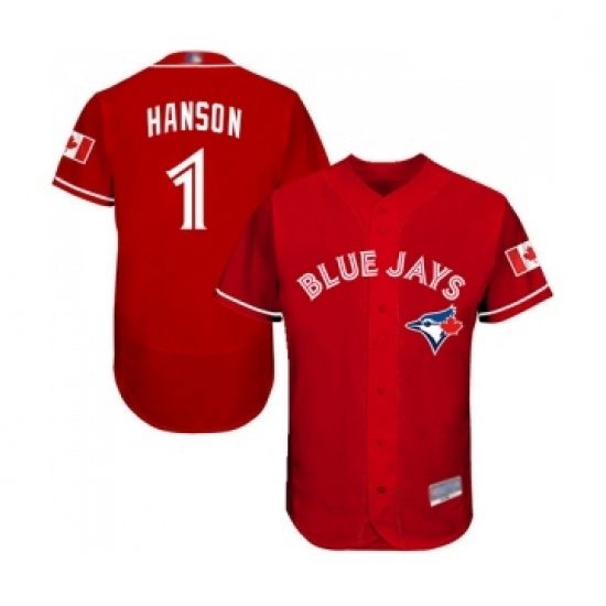 Mens Toronto Blue Jays 1 Alen Hanson Scarlet Alternate Flex Base Authentic Collection MLB Jersey Mens Toronto Blue Jays 1 Alen Hanson Scarlet Alternate Flex Base Authentic Collection MLB Jersey