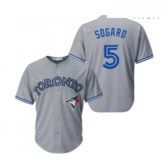 Mens Toronto Blue Jays 5 Eric Sogard Replica Grey Road Baseball Jersey Mens Toronto Blue Jays 5 Eric Sogard Replica Grey Road Baseball Jersey