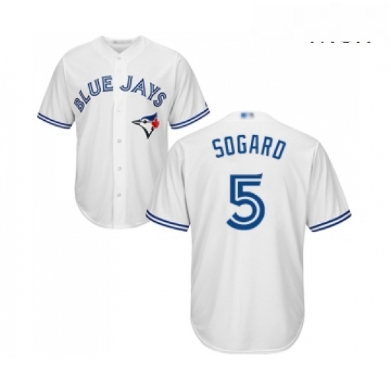 Mens Toronto Blue Jays 5 Eric Sogard Replica White Home Baseball Jersey Mens Toronto Blue Jays 5 Eric Sogard Replica White Home Baseball Jersey