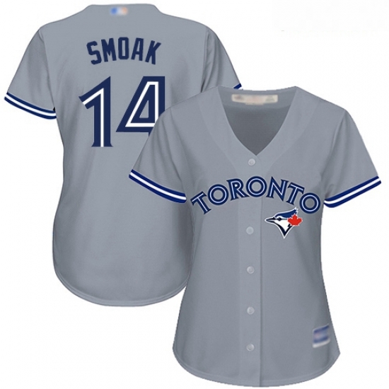 Blue Jays #14 Justin Smoak Grey Road Women Stitched Baseball Jersey Blue Jays #14 Justin Smoak Grey Road Women Stitched Baseball Jersey