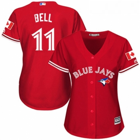 Womens Majestic Toronto Blue Jays 11 George Bell Replica Scarlet Alternate MLB Jersey Womens Majestic Toronto Blue Jays 11 George Bell Replica Scarlet Alternate MLB Jersey