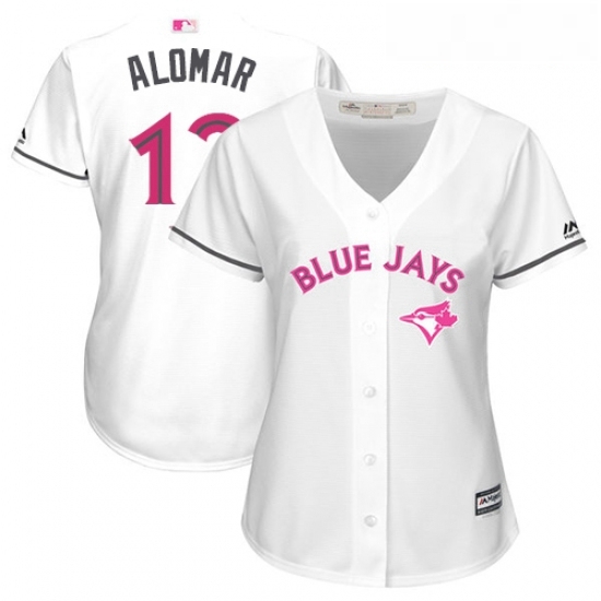Womens Majestic Toronto Blue Jays 12 Roberto Alomar Replica White Mothers Day Cool Base MLB Jersey Womens Majestic Toronto Blue Jays 12 Roberto Alomar Replica White Mothers Day Cool Base MLB Jersey