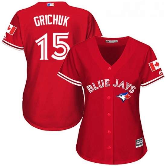 Womens Majestic Toronto Blue Jays 15 Randal Grichuk Authentic Scarlet Alternate MLB Jersey Womens Majestic Toronto Blue Jays 15 Randal Grichuk Authentic Scarlet Alternate MLB Jersey