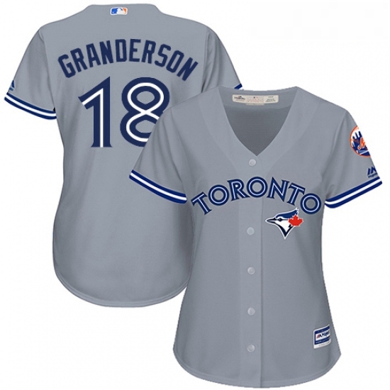 Womens Majestic Toronto Blue Jays 18 Curtis Granderson Replica Grey Road MLB Jersey Womens Majestic Toronto Blue Jays 18 Curtis Granderson Replica Grey Road MLB Jersey