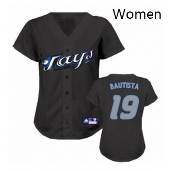 Womens Majestic Toronto Blue Jays 19 Jose Bautista Authentic Black MLB Jersey Womens Majestic Toronto Blue Jays 19 Jose Bautista Authentic Black MLB Jersey