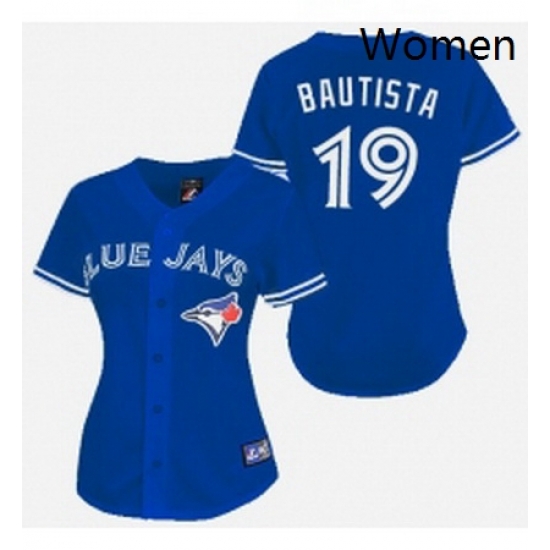 Womens Majestic Toronto Blue Jays 19 Jose Bautista Authentic Blue MLB Jersey Womens Majestic Toronto Blue Jays 19 Jose Bautista Authentic Blue MLB Jersey