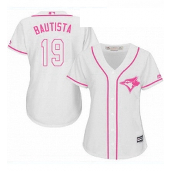 Womens Majestic Toronto Blue Jays 19 Jose Bautista Authentic White Fashion Cool Base MLB Jersey Womens Majestic Toronto Blue Jays 19 Jose Bautista Authentic White Fashion Cool Base MLB Jersey