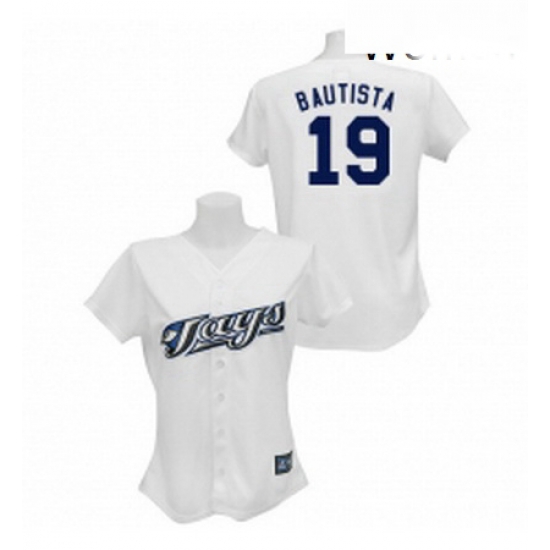 Womens Majestic Toronto Blue Jays 19 Jose Bautista Authentic White MLB Jersey Womens Majestic Toronto Blue Jays 19 Jose Bautista Authentic White MLB Jersey