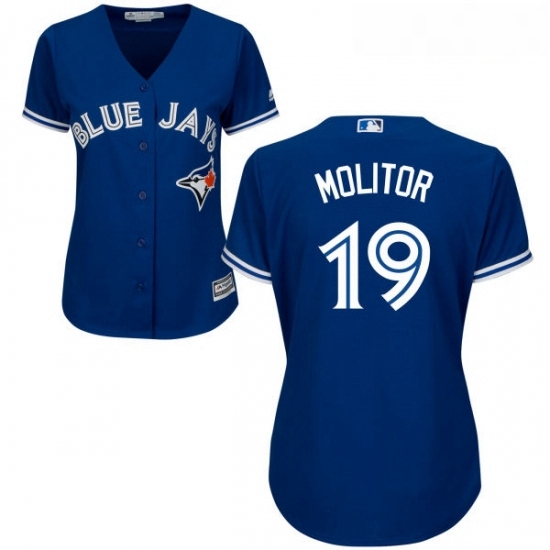 Womens Majestic Toronto Blue Jays 19 Paul Molitor Authentic Blue Alternate MLB Jersey Womens Majestic Toronto Blue Jays 19 Paul Molitor Authentic Blue Alternate MLB Jersey
