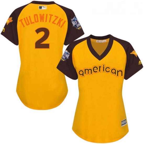 Womens Majestic Toronto Blue Jays 2 Troy Tulowitzki Authentic Yellow 2016 All Star American League BP Cool Base MLB Jersey Womens Majestic Toronto Blue Jays 2 Troy Tulowitzki Authentic Yellow 2016 All Star American League BP Cool Base MLB Jersey