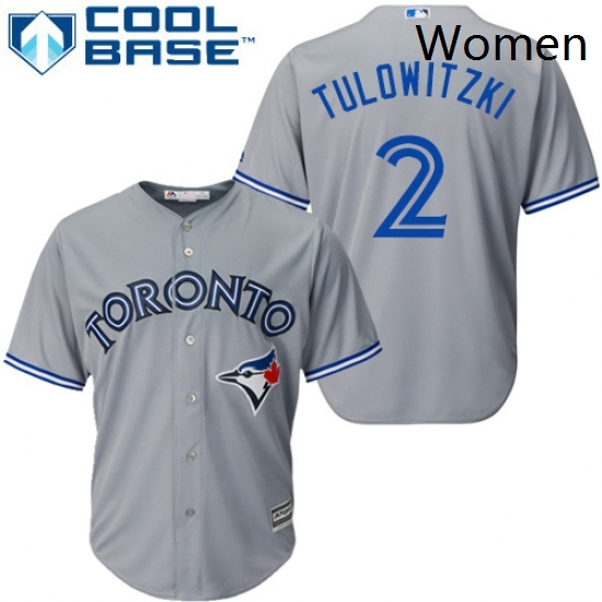 Womens Majestic Toronto Blue Jays 2 Troy Tulowitzki Replica Grey MLB Jersey Womens Majestic Toronto Blue Jays 2 Troy Tulowitzki Replica Grey MLB Jersey
