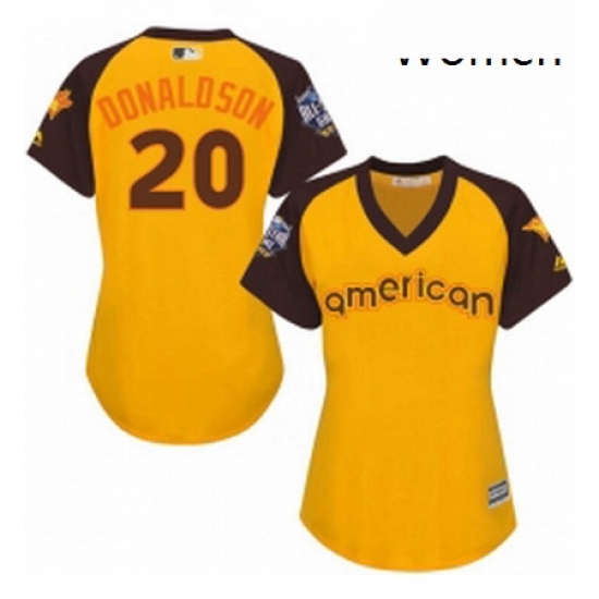 Womens Majestic Toronto Blue Jays 20 Josh Donaldson Authentic Yellow 2016 All Star American League BP Cool Base MLB Jersey Womens Majestic Toronto Blue Jays 20 Josh Donaldson Authentic Yellow 2016 All Star American League BP Cool Base MLB Jersey