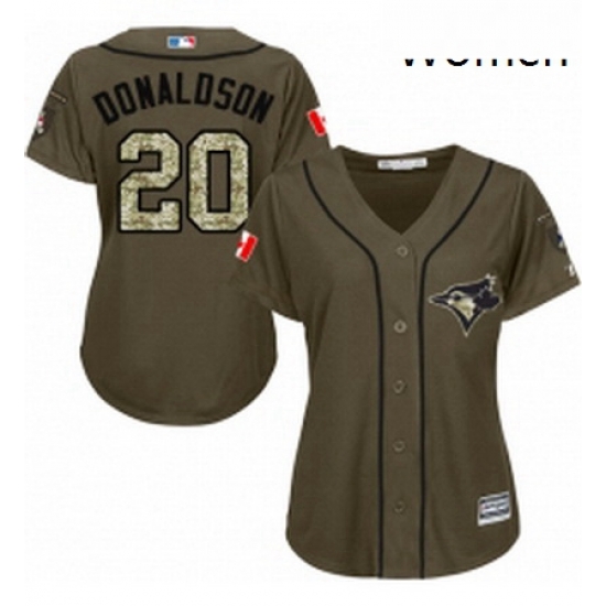 Womens Majestic Toronto Blue Jays 20 Josh Donaldson Replica Green Salute to Service MLB Jersey Womens Majestic Toronto Blue Jays 20 Josh Donaldson Replica Green Salute to Service MLB Jersey