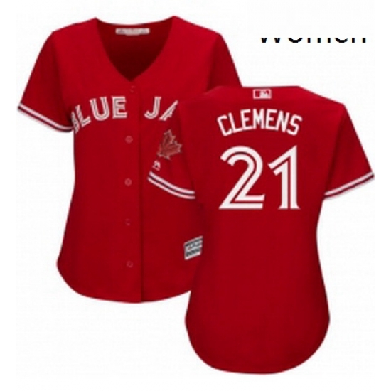 Womens Majestic Toronto Blue Jays 21 Roger Clemens Authentic Scarlet Alternate MLB Jersey Womens Majestic Toronto Blue Jays 21 Roger Clemens Authentic Scarlet Alternate MLB Jersey