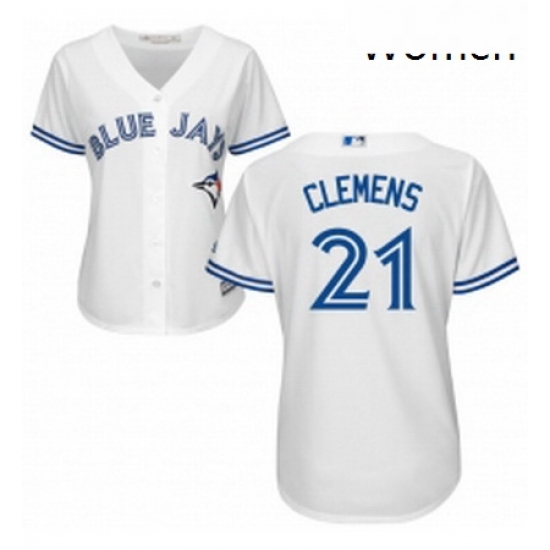 Womens Majestic Toronto Blue Jays 21 Roger Clemens Replica White Home MLB Jersey Womens Majestic Toronto Blue Jays 21 Roger Clemens Replica White Home MLB Jersey