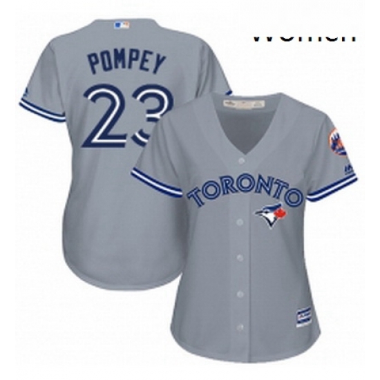 Womens Majestic Toronto Blue Jays 23 Dalton Pompey Replica Grey Road MLB Jersey Womens Majestic Toronto Blue Jays 23 Dalton Pompey Replica Grey Road MLB Jersey