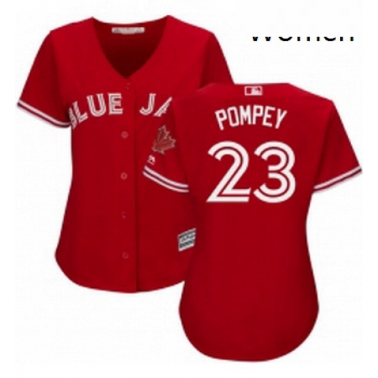 Womens Majestic Toronto Blue Jays 23 Dalton Pompey Replica Scarlet Alternate MLB Jersey Womens Majestic Toronto Blue Jays 23 Dalton Pompey Replica Scarlet Alternate MLB Jersey