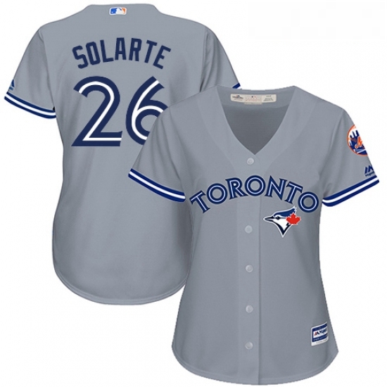Womens Majestic Toronto Blue Jays 26 Yangervis Solarte Authentic Grey Road MLB Jersey Womens Majestic Toronto Blue Jays 26 Yangervis Solarte Authentic Grey Road MLB Jersey