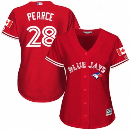Womens Majestic Toronto Blue Jays 28 Steve Pearce Replica Scarlet Alternate MLB Jersey Womens Majestic Toronto Blue Jays 28 Steve Pearce Replica Scarlet Alternate MLB Jersey