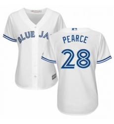 Womens Majestic Toronto Blue Jays 28 Steve Pearce Replica White Home MLB Jersey 