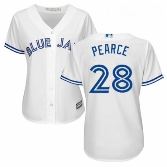 Womens Majestic Toronto Blue Jays 28 Steve Pearce Replica White Home MLB Jersey Womens Majestic Toronto Blue Jays 28 Steve Pearce Replica White Home MLB Jersey