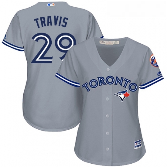 Womens Majestic Toronto Blue Jays 29 Devon Travis Replica Grey Road MLB Jersey Womens Majestic Toronto Blue Jays 29 Devon Travis Replica Grey Road MLB Jersey
