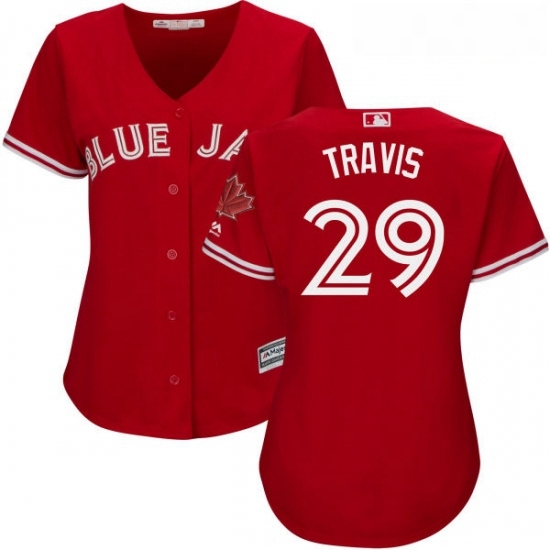 Womens Majestic Toronto Blue Jays 29 Devon Travis Replica Scarlet Alternate MLB Jersey Womens Majestic Toronto Blue Jays 29 Devon Travis Replica Scarlet Alternate MLB Jersey