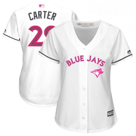 Womens Majestic Toronto Blue Jays 29 Joe Carter Replica White Mothers Day Cool Base MLB Jersey Womens Majestic Toronto Blue Jays 29 Joe Carter Replica White Mothers Day Cool Base MLB Jersey
