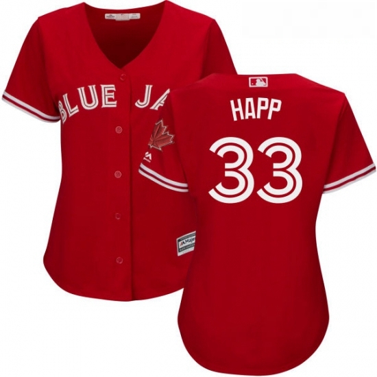 Womens Majestic Toronto Blue Jays 33 JA Happ Replica Scarlet Alternate MLB Jersey Womens Majestic Toronto Blue Jays 33 JA Happ Replica Scarlet Alternate MLB Jersey