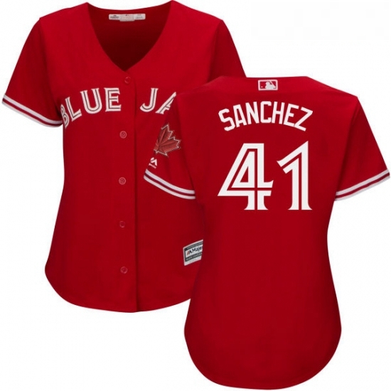 Womens Majestic Toronto Blue Jays 41 Aaron Sanchez Authentic Scarlet Alternate MLB Jersey Womens Majestic Toronto Blue Jays 41 Aaron Sanchez Authentic Scarlet Alternate MLB Jersey