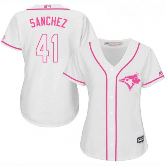 Womens Majestic Toronto Blue Jays 41 Aaron Sanchez Authentic White Fashion Cool Base MLB Jersey Womens Majestic Toronto Blue Jays 41 Aaron Sanchez Authentic White Fashion Cool Base MLB Jersey