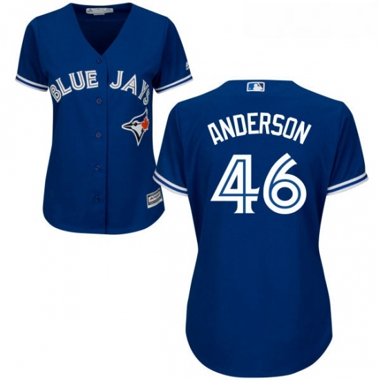 Womens Majestic Toronto Blue Jays 46 Brett Anderson Authentic Blue Alternate MLB Jersey Womens Majestic Toronto Blue Jays 46 Brett Anderson Authentic Blue Alternate MLB Jersey