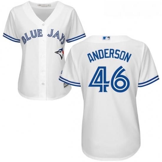 Womens Majestic Toronto Blue Jays 46 Brett Anderson Replica White Home MLB Jersey Womens Majestic Toronto Blue Jays 46 Brett Anderson Replica White Home MLB Jersey