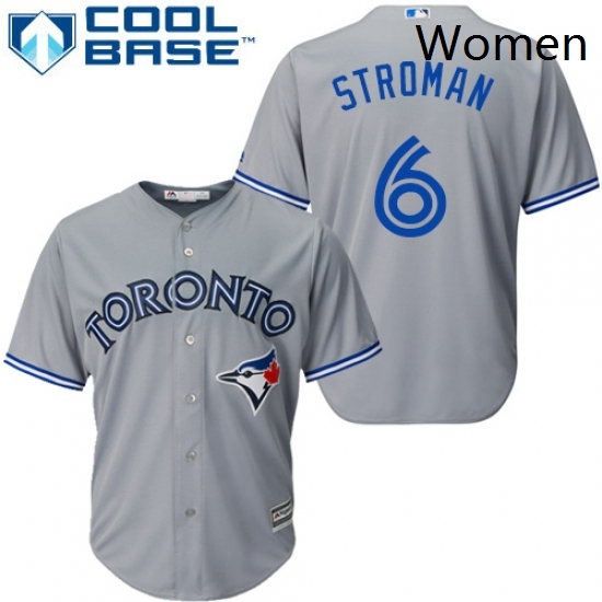 Womens Majestic Toronto Blue Jays 6 Marcus Stroman Authentic Grey MLB Jersey Womens Majestic Toronto Blue Jays 6 Marcus Stroman Authentic Grey MLB Jersey