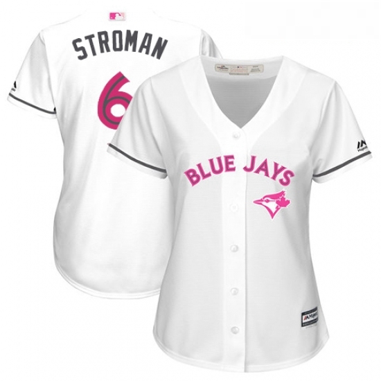 Womens Majestic Toronto Blue Jays 6 Marcus Stroman Replica White Mothers Day Cool Base MLB Jersey Womens Majestic Toronto Blue Jays 6 Marcus Stroman Replica White Mothers Day Cool Base MLB Jersey