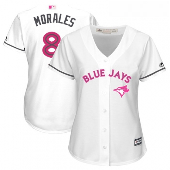 Womens Majestic Toronto Blue Jays 8 Kendrys Morales Replica White Mothers Day Cool Base MLB Jersey Womens Majestic Toronto Blue Jays 8 Kendrys Morales Replica White Mothers Day Cool Base MLB Jersey