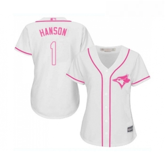 Womens Toronto Blue Jays 1 Alen Hanson Replica White Fashion Cool Base Baseball Jersey Womens Toronto Blue Jays 1 Alen Hanson Replica White Fashion Cool Base Baseball Jersey