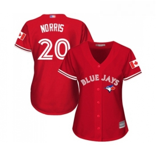 Womens Toronto Blue Jays 20 Bud Norris Replica Scarlet Alternate Baseball Jersey Womens Toronto Blue Jays 20 Bud Norris Replica Scarlet Alternate Baseball Jersey