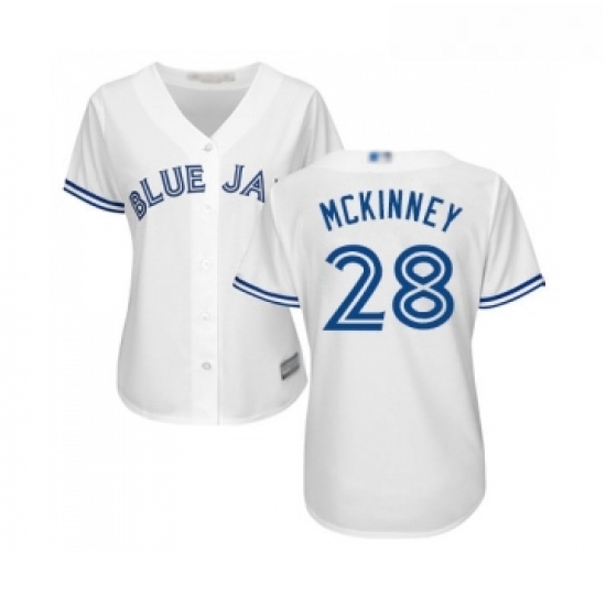 Womens Toronto Blue Jays 28 Billy McKinney Replica White Home Baseball Jersey Womens Toronto Blue Jays 28 Billy McKinney Replica White Home Baseball Jersey