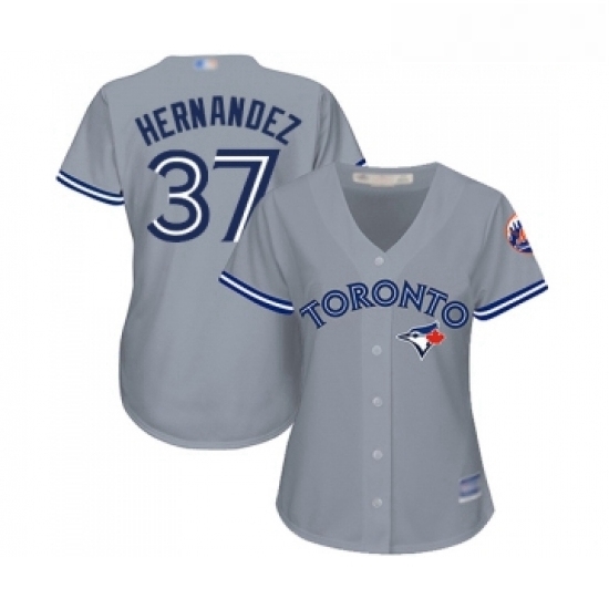 Womens Toronto Blue Jays 37 Teoscar Hernandez Replica Grey Road Baseball Jersey Womens Toronto Blue Jays 37 Teoscar Hernandez Replica Grey Road Baseball Jersey
