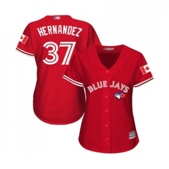 Womens Toronto Blue Jays 37 Teoscar Hernandez Replica Scarlet Alternate Baseball Jersey Womens Toronto Blue Jays 37 Teoscar Hernandez Replica Scarlet Alternate Baseball Jersey